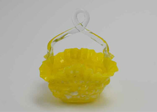 Victorian Yellow Hobnail Basket