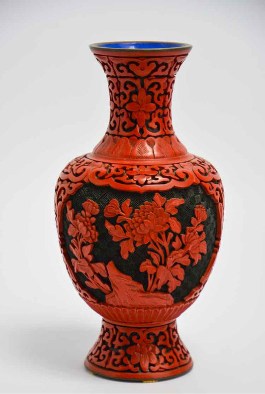 Hand Carved Cinnabar Vase