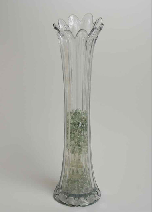 Lrg Clear Glass Swung Vase