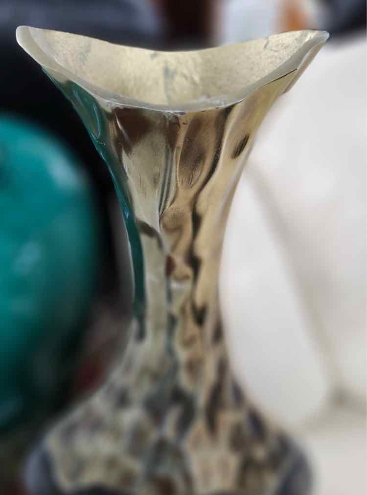 Hammered Brass Black Vase