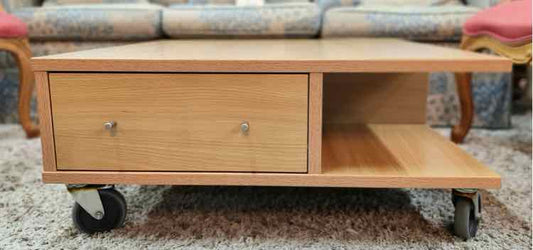 Wood Coffee Table on Wheels
