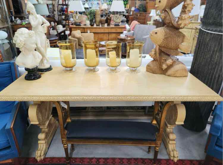 Cream Claw Foot Entry Table 'As Is'