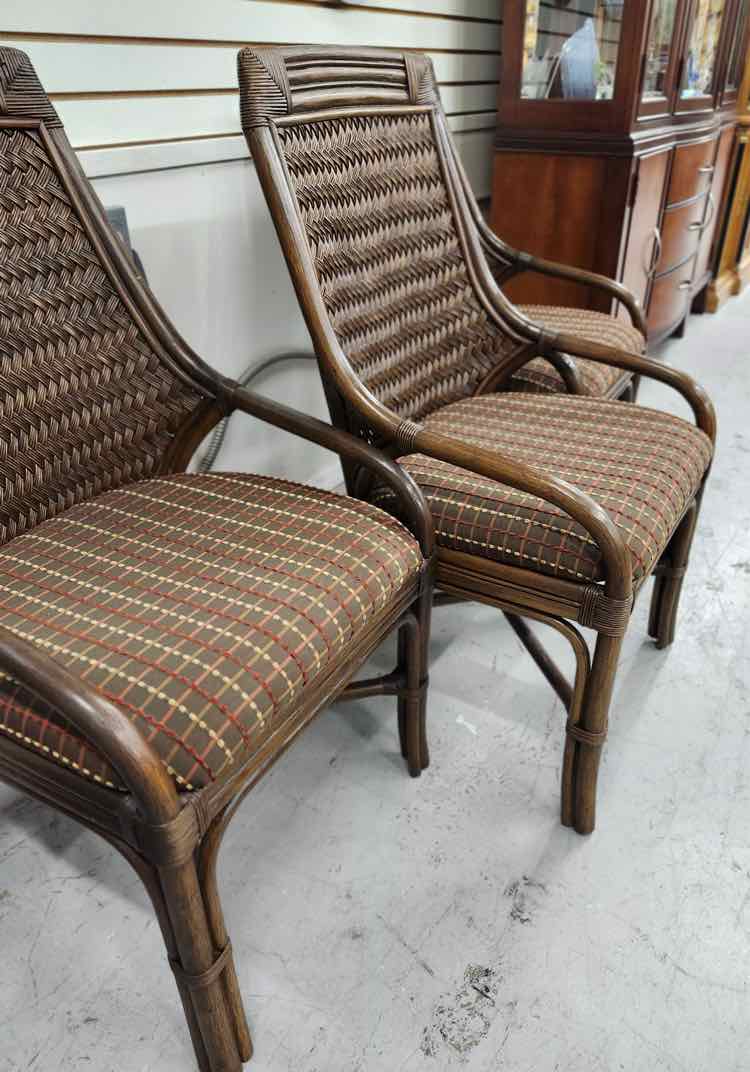 3 Rattan High Back Chairs
