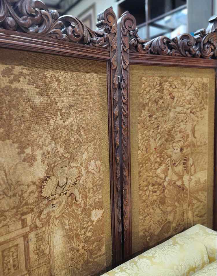 Antique 2 Panel Tapestry Screen