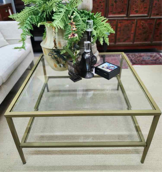 Gold Glass 2 Tier Coffee Table