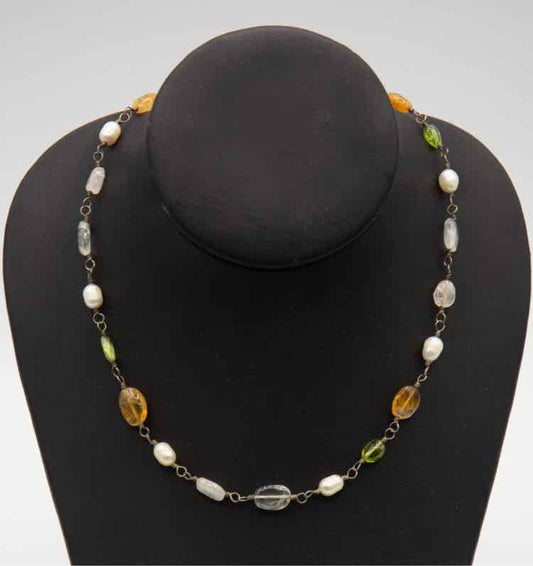 .925 DC Mexico Citrine/Pearl/Quartz Necklace