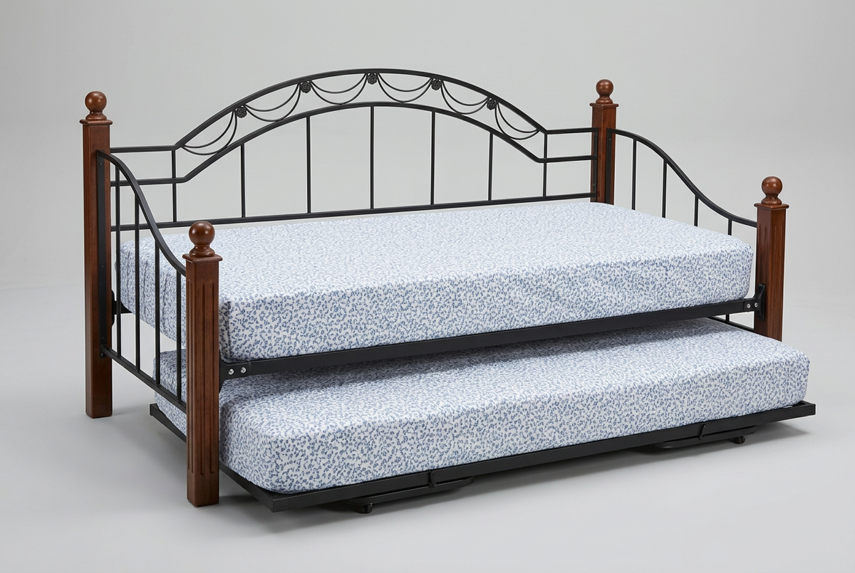 Wood & Metal Trundle Bed
