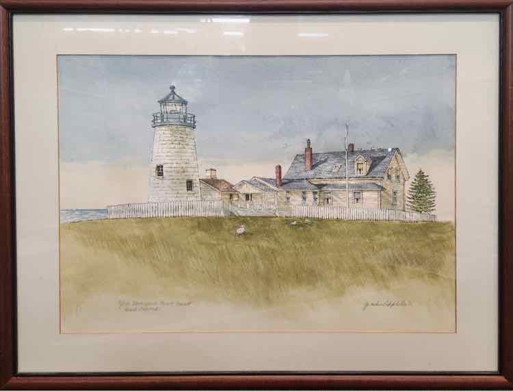 Art Watercolor 'Lighthouse Pemaquid Point'