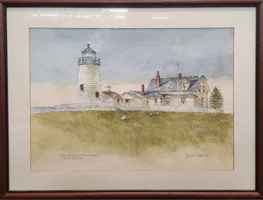 Art Watercolor 'Lighthouse Pemaquid Point'