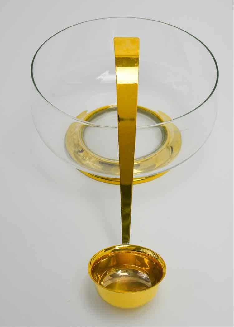 24K Goldplated&Glass Punchbowl&Ladle