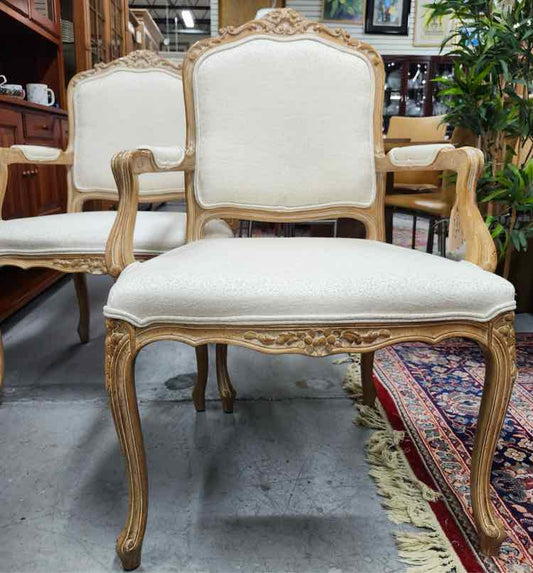 Pair of Drexel Cream Leopard Arm Chairs