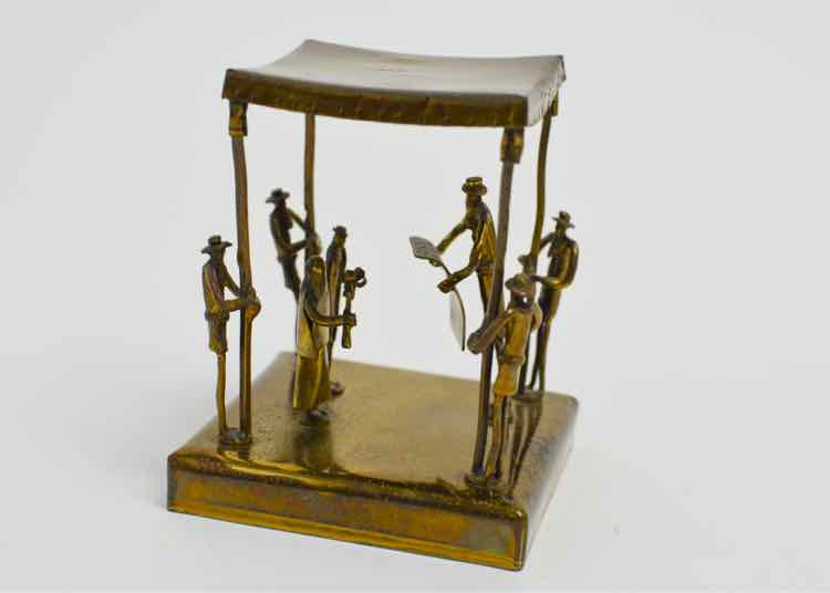 Vtg. Brass Jewish Wedding Chuppah Figurine