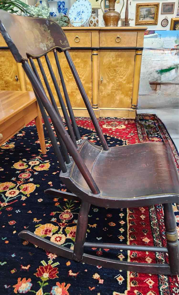Antique Dark Wood Rocking Chair