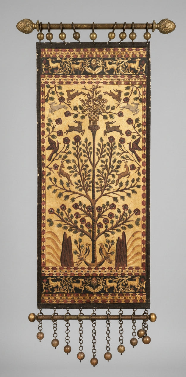 Golden Tree of Life Painted Tapestry Art