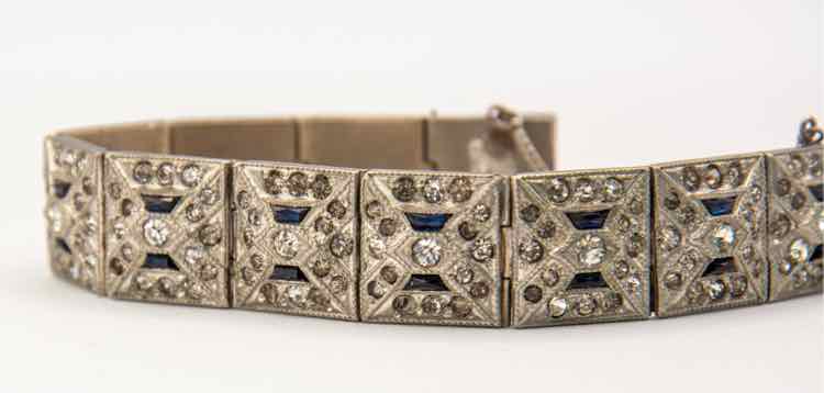 Nov-Eline Rhinestone/Blue Stone Deco Bracelet