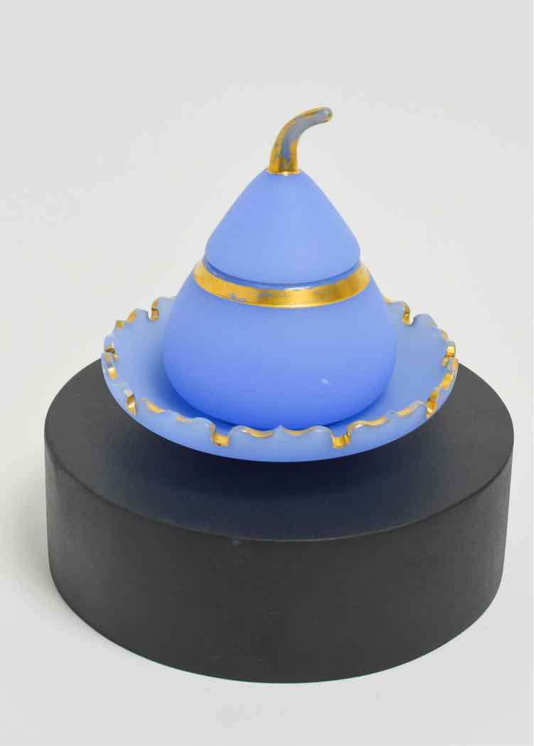 Blue Biedermeier Pear/Opaline Glass