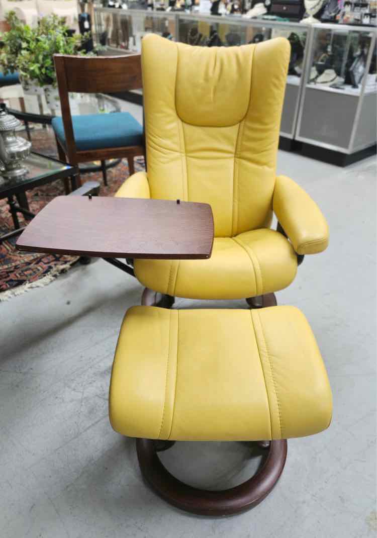 Yellow Ekornes Stressless Chair w/Ottoman