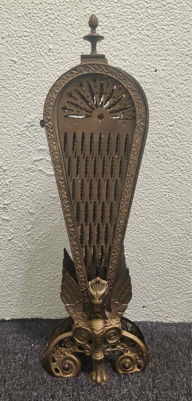 Antique 1920's French Brass "Peacock" Fireplace Screen