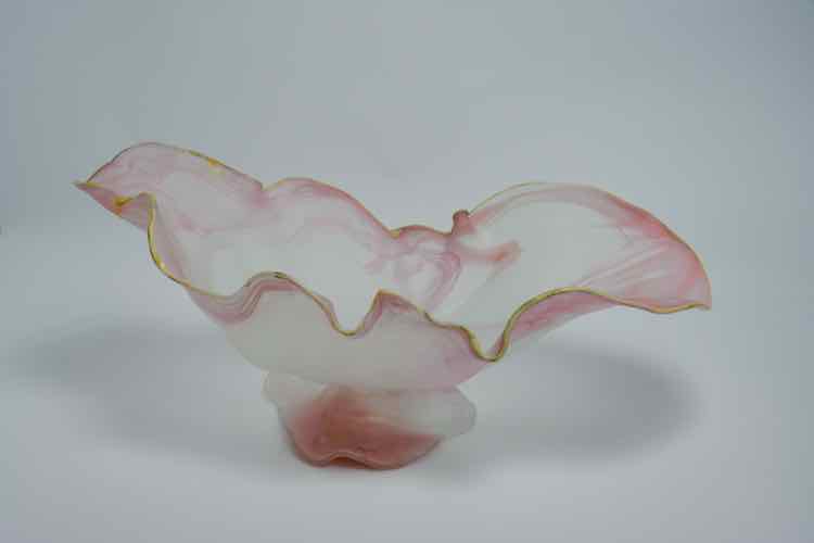 Pink Frosted Art Glass Decor Bowl