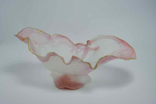 Pink Frosted Art Glass Decor Bowl