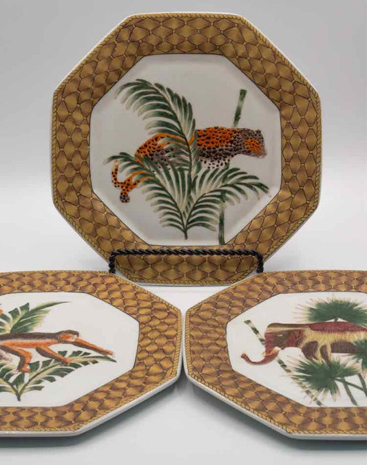 Octagonal 3pc African Decor Plates