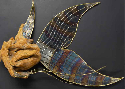 Driftwood/Metal Angelfish Sculpture