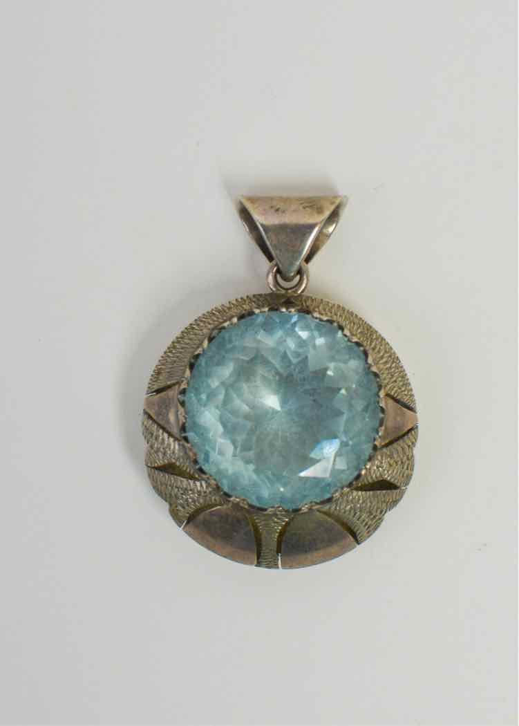 Blue Glass Stone .925 Large Pendant