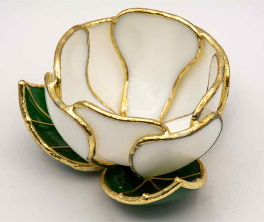 Gold Trim Glass Flower