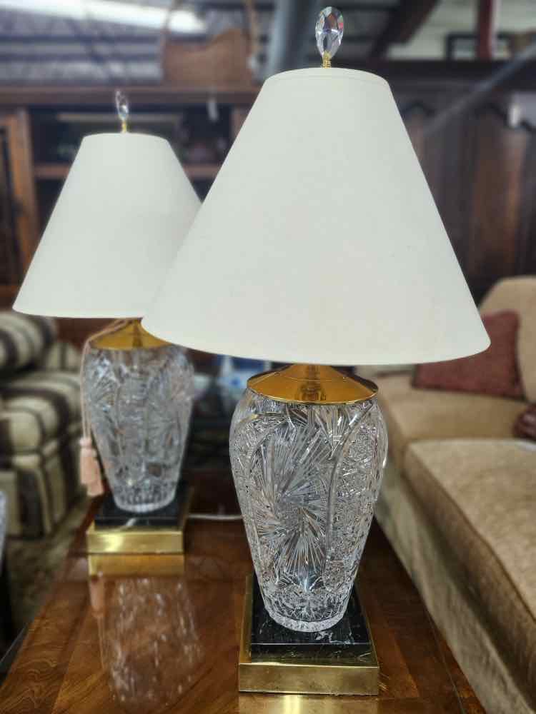 Pair of Polish Crystal Lamps