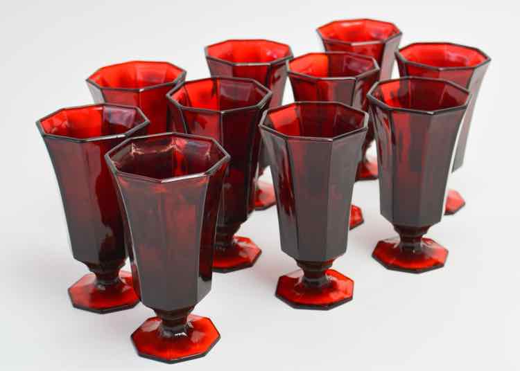Independence Crystal "Octagon Red Ruby" Glasses