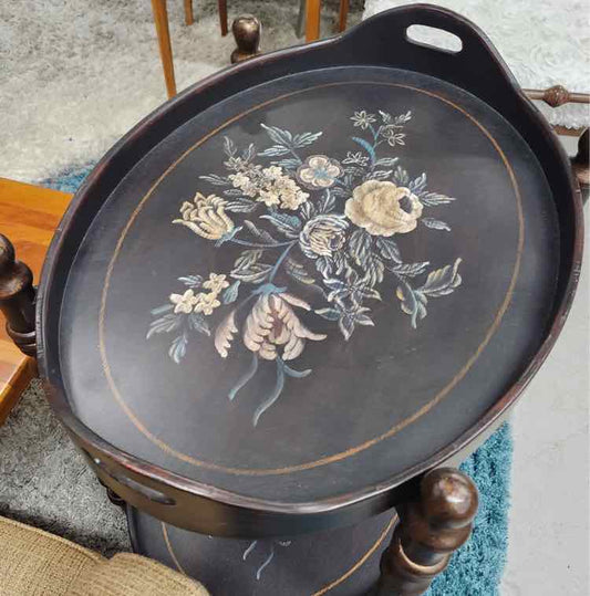 Black Dual Tray End Table