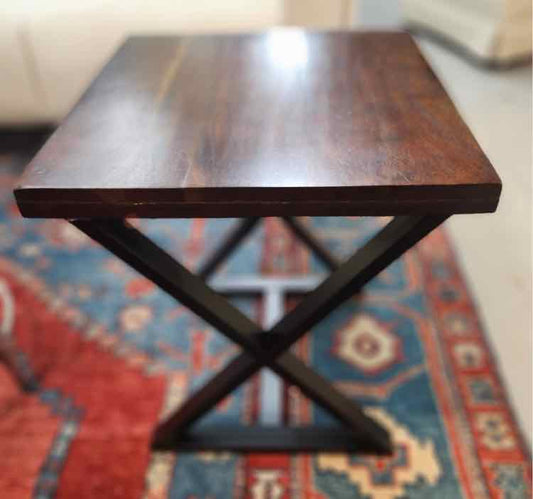 Wood End Table w/Metal Legs