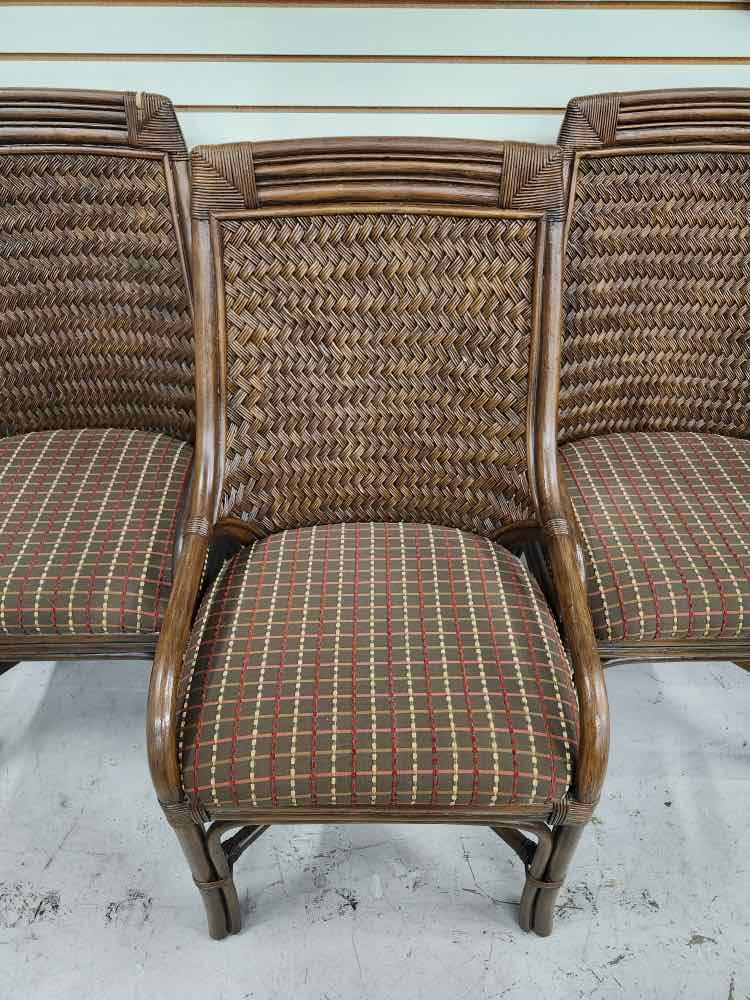 3 Rattan High Back Chairs