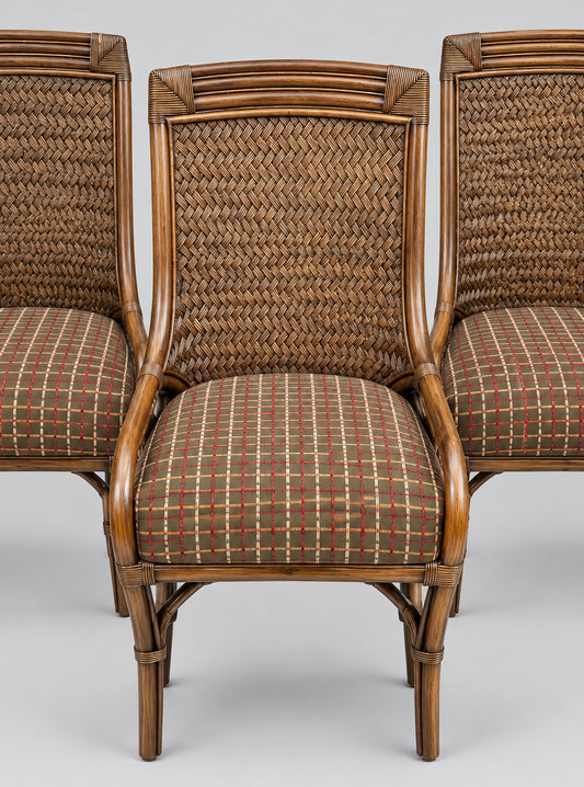3 Rattan High Back Chairs