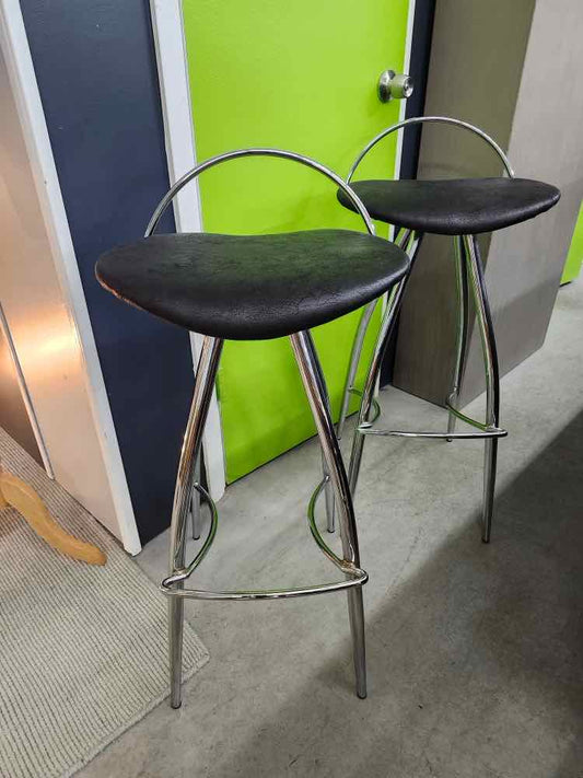 Pair of Black/Chrome Barstools