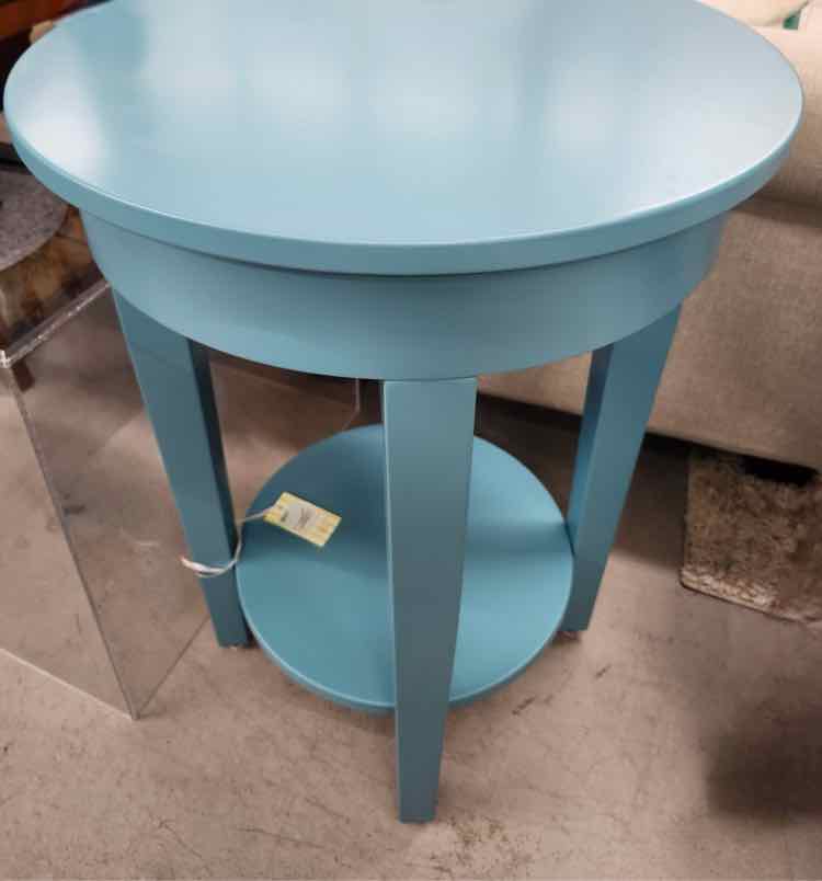 Blue Round End Table
