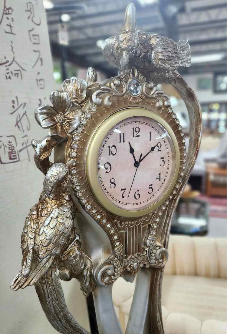 Silver Resin Pheasant Grandmother Clock