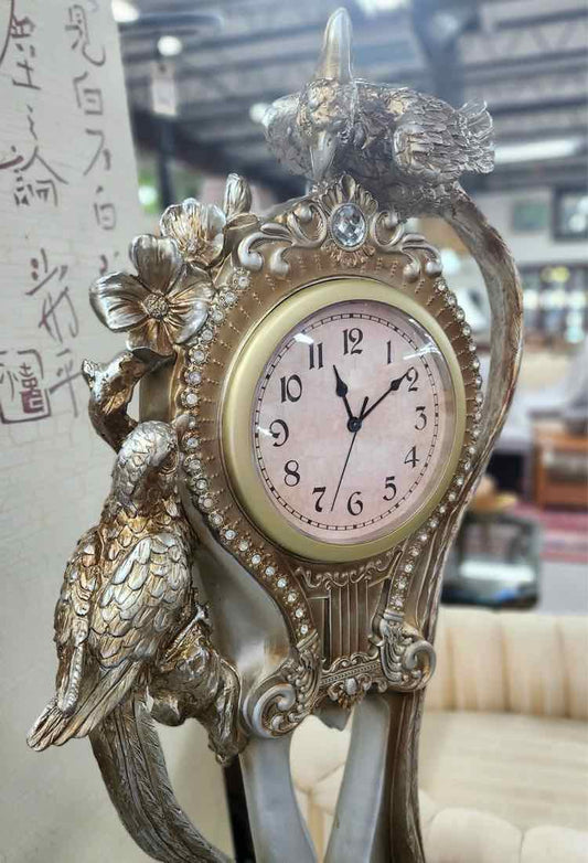 Silver Resin Pheasant Grandmother Clock