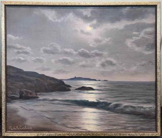 'Moonlit Sea' art Oil by Roger de la Corbiere