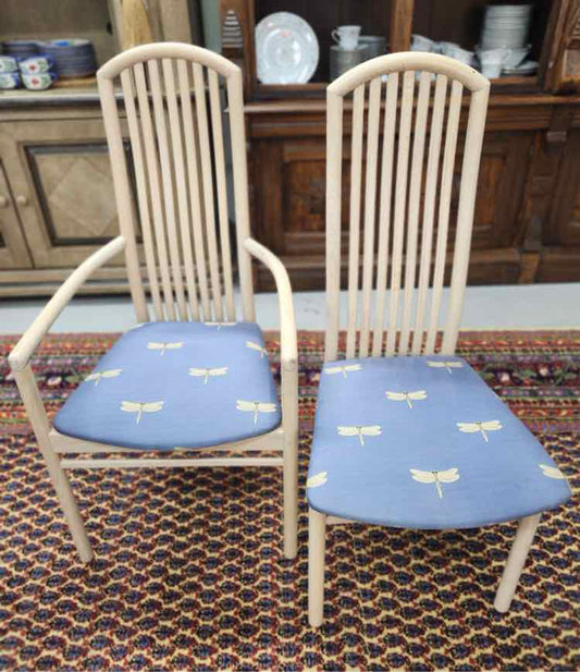 6 Blue Cushion Dinning Chairs