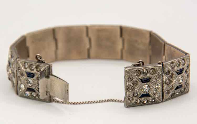 Nov-Eline Rhinestone/Blue Stone Deco Bracelet
