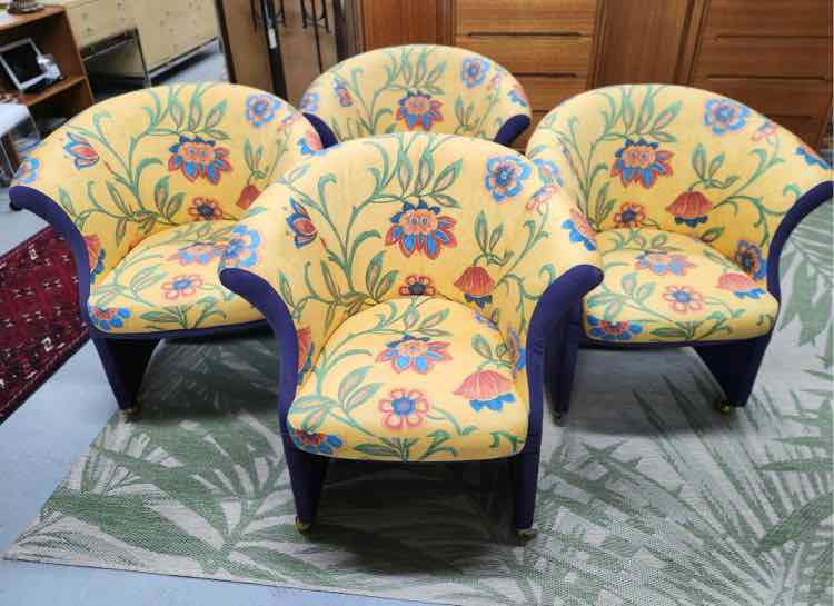 4 Carson Purple & Yellow Chairs