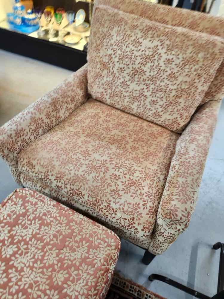 Patterned Chair W/ Ottoman