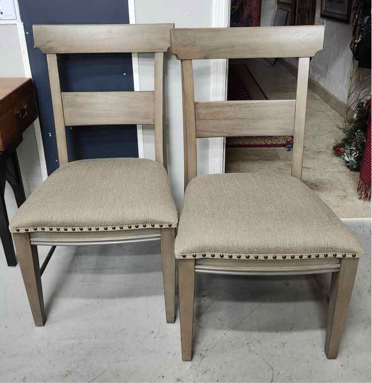 Pair of Grey Bassett Nailhead Chairs