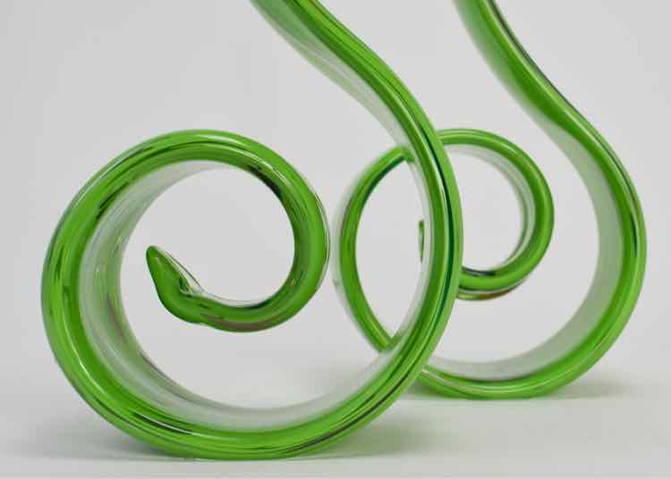 Pair of Green Wavy Art Figurines
