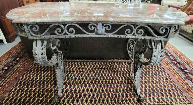 Metal Entry Table w/Marble