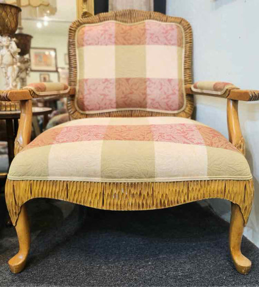 Pink & Yellow Carved Arm Chair