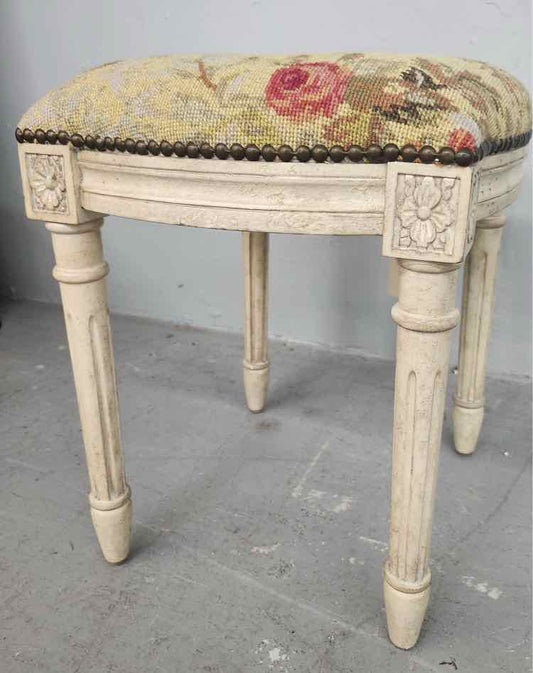 Vtg. Abusson Needlepoint Stool