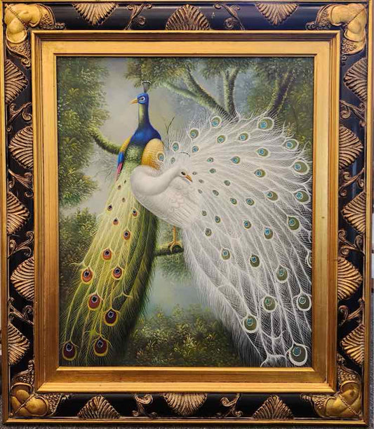 Blue & White Peacock Acrylic on Canvas