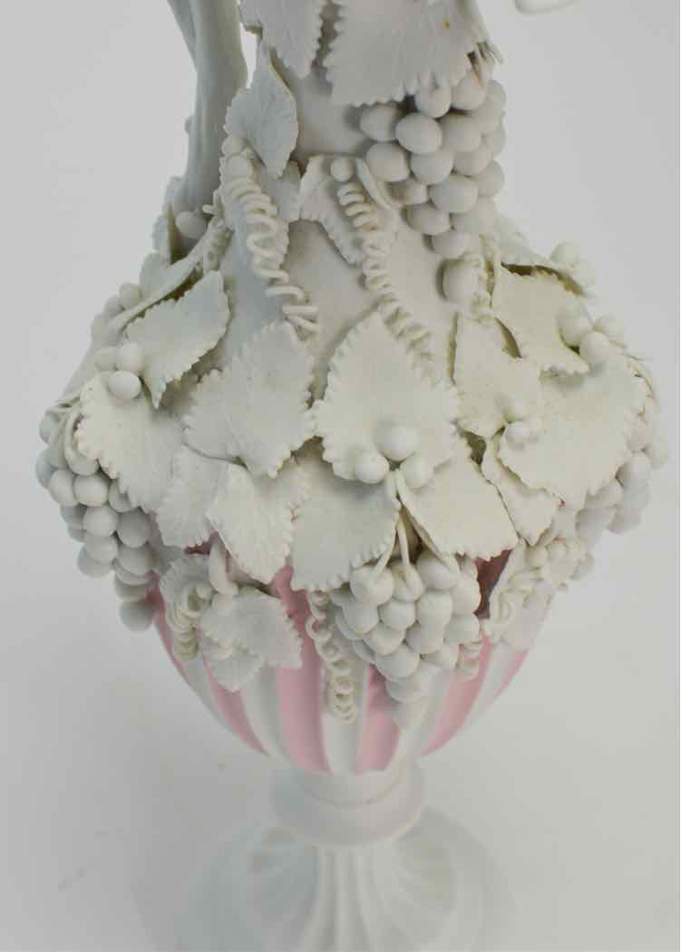 Ornate Victorian Style Pink & White Ewer Vase